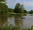 A fisherman enjoys the peaceful lakeside scene at Shaker Run Golf Club in Lebanon, Ohio. 
